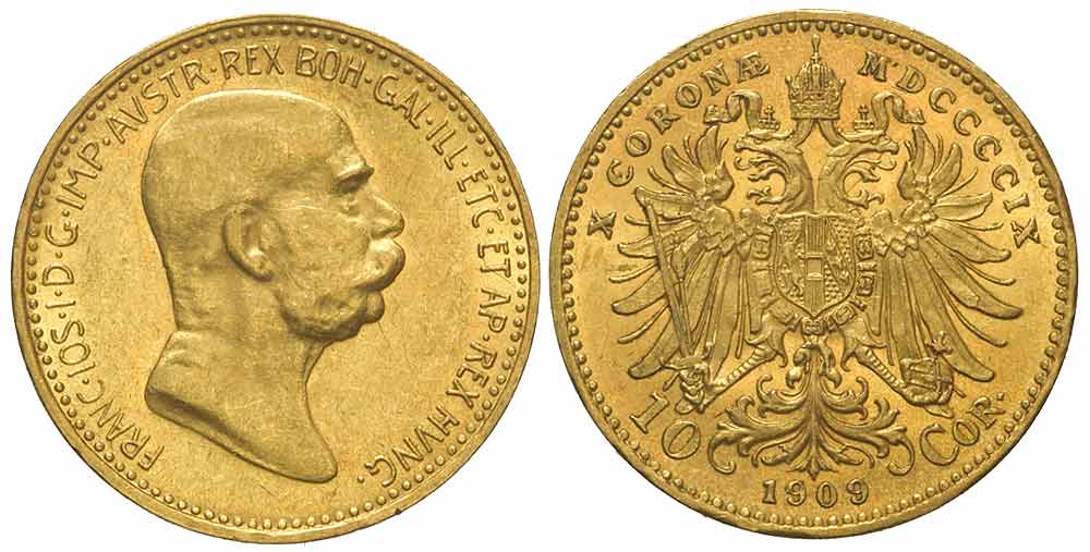 Austria Franz Joseph Corona 1909 Gold 