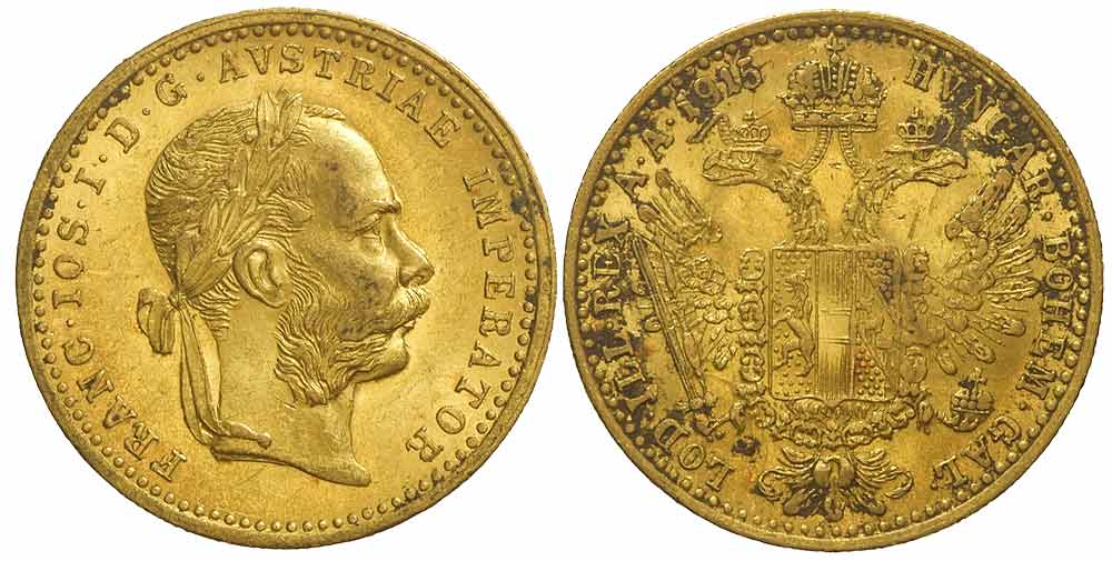Austria Franz Joseph Ducat 1915 Gold 