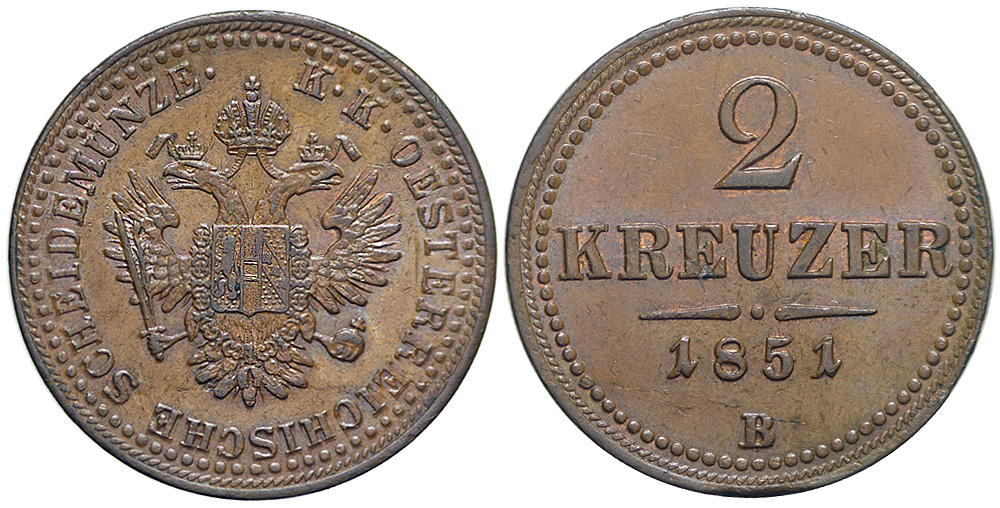 Austria Franz Joseph Kreuzer 1851 