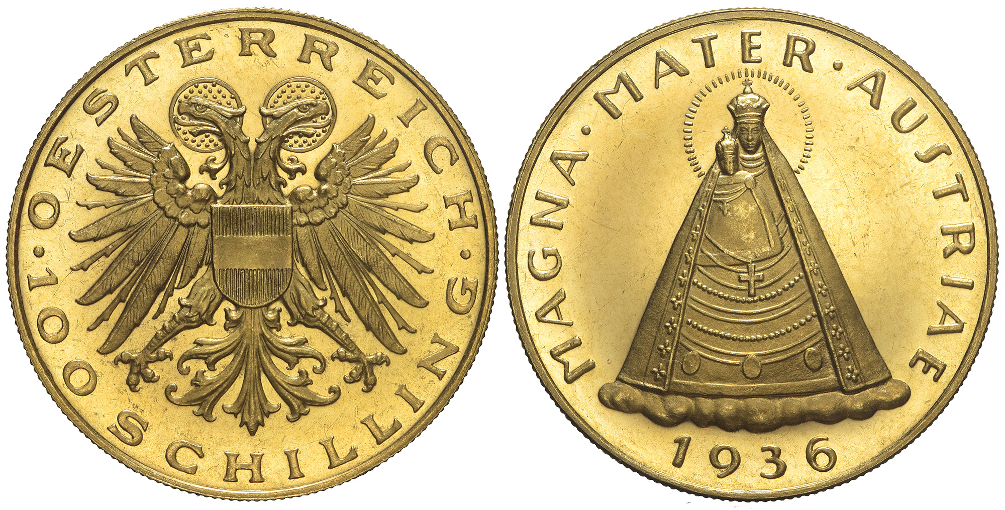 Austria Republic Schilling 1936 Gold 
