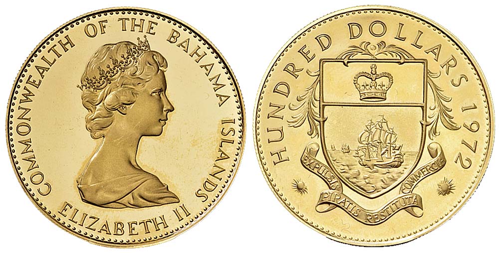 Bahamas Elizabeth Dollars 1972 Gold 