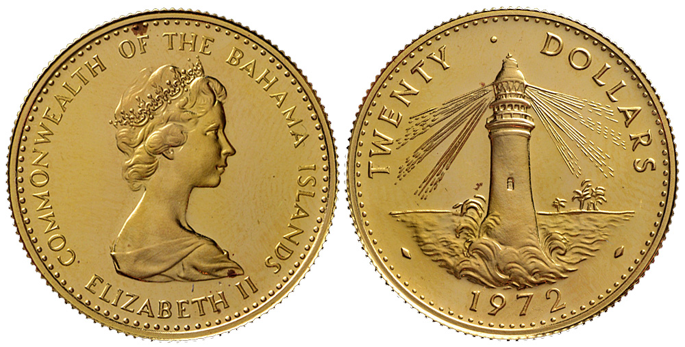Bahamas Elizabeth Dollars 1972 Gold 