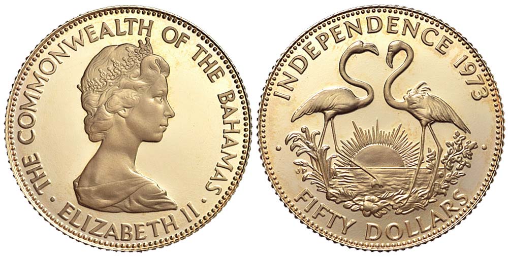 Bahamas Elizabeth Dollars 1973 Gold 