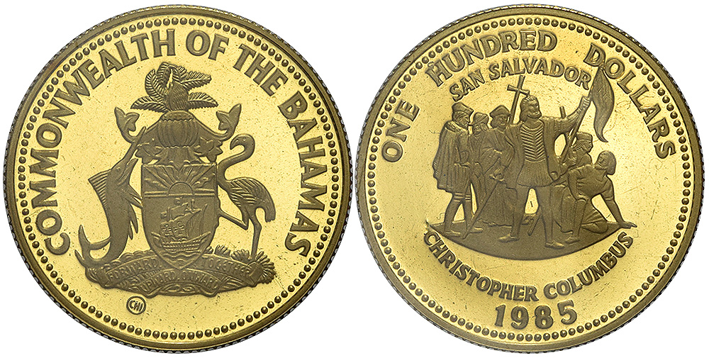 Bahamas Elizabeth Dollars 1985 Gold 