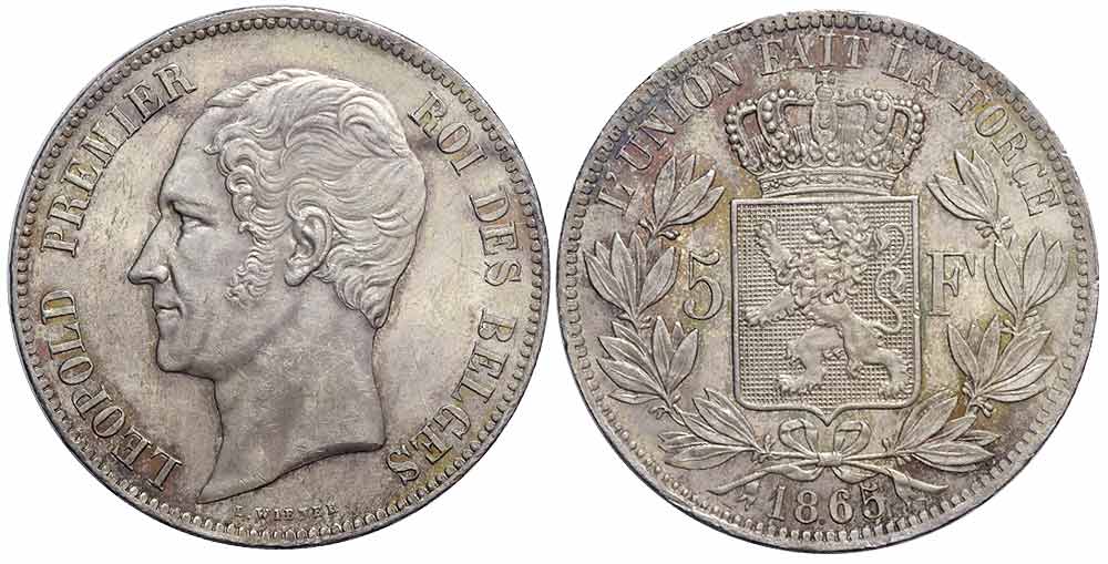 Belgium Leopold Francs 1865 