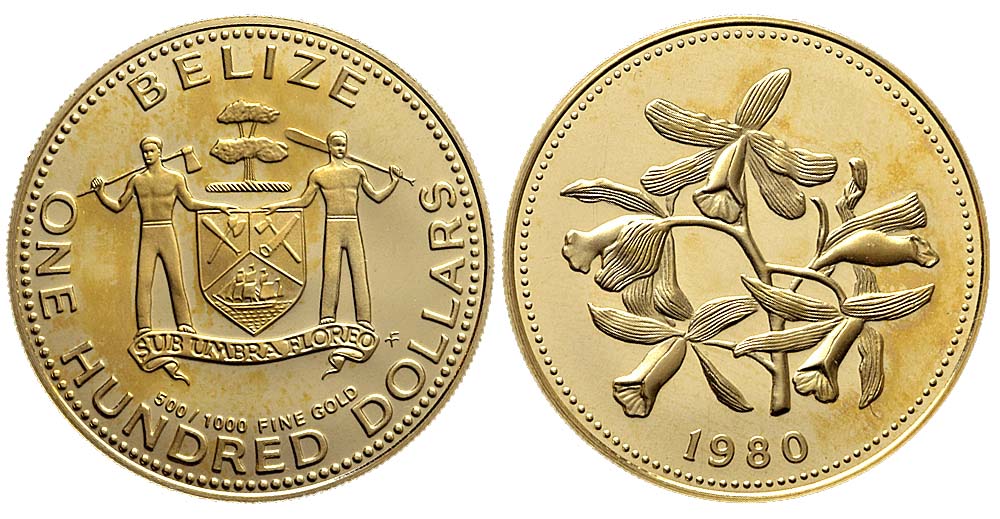 Belize Elizabeth Dollars 1980 Gold 