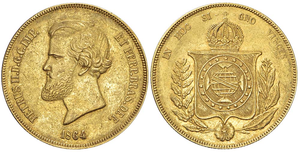 Brazil Pedro Reis 1864 Gold 