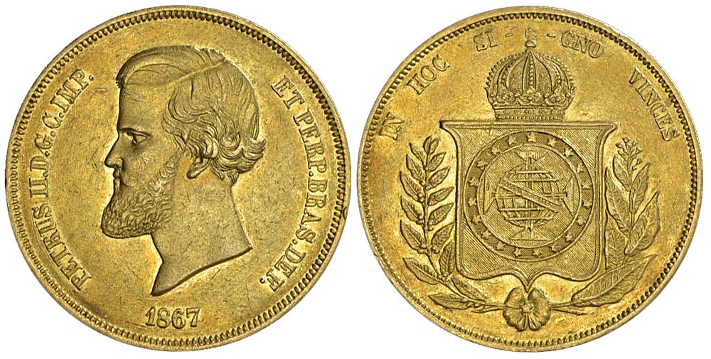 Brazil Pedro Reis 1867 Gold 