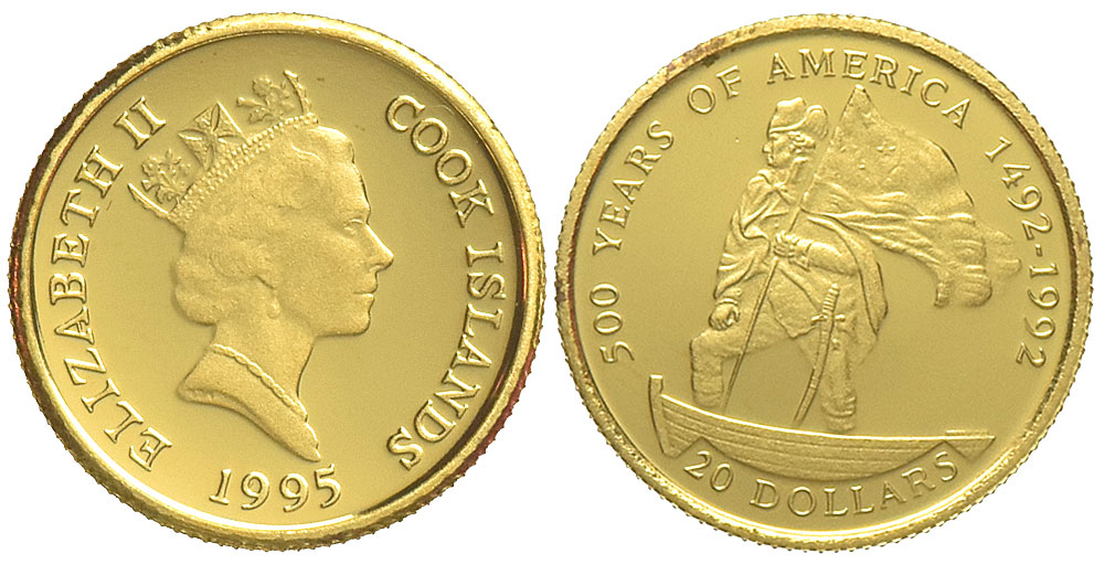 Cook Islands Elizabeth Dollars 1995 Gold 