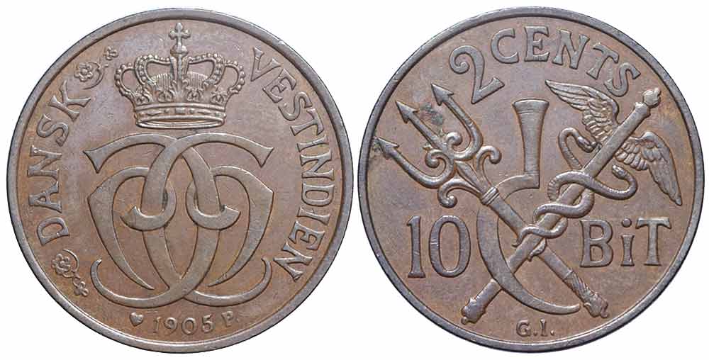 Danish West Indies Christian Cent 1905 