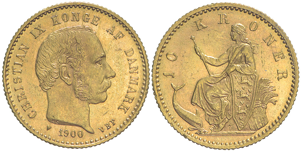 Denmark Christian Kroner 1900 Gold 
