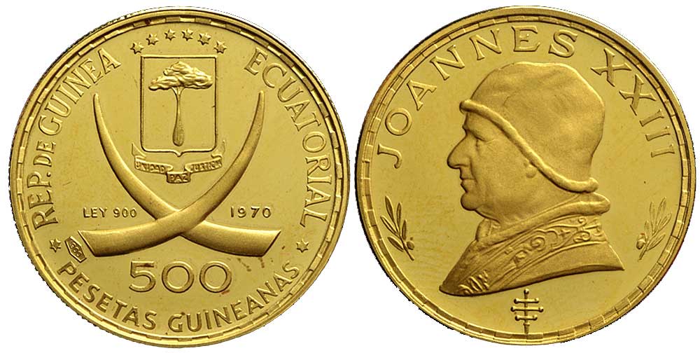Equatorial Guinea Republic Pesetas 1970 Gold 