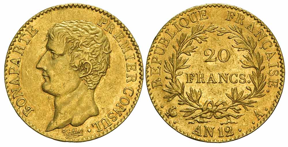 France Napoleon Consul Francs Gold 