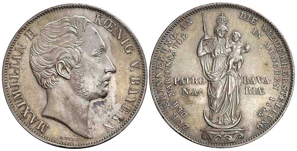 Germany Bavaria Maximilian Gulden 1855 