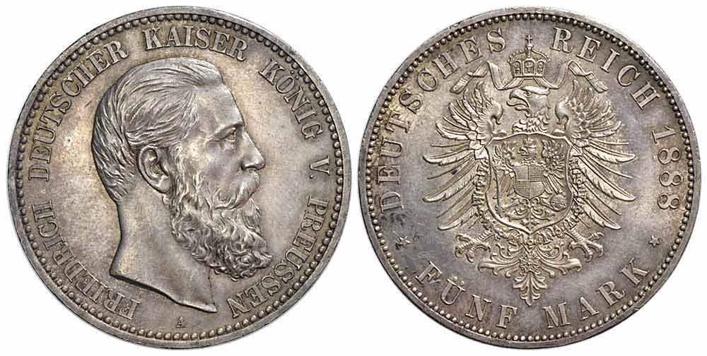 Germany Prussia Friedrich Mark 1888 