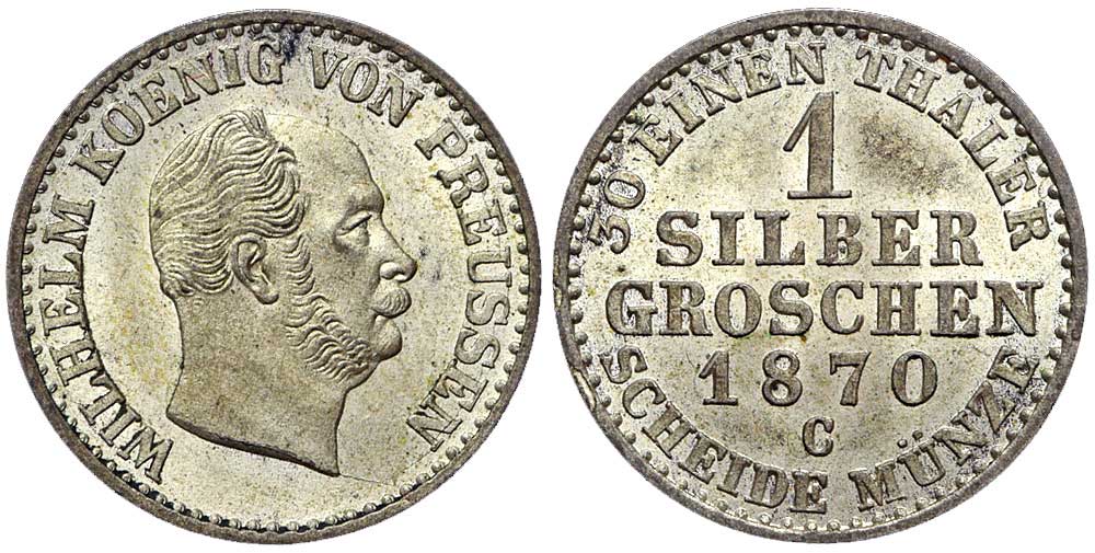 Germany Prussia Wilhelm Groschen 1870 