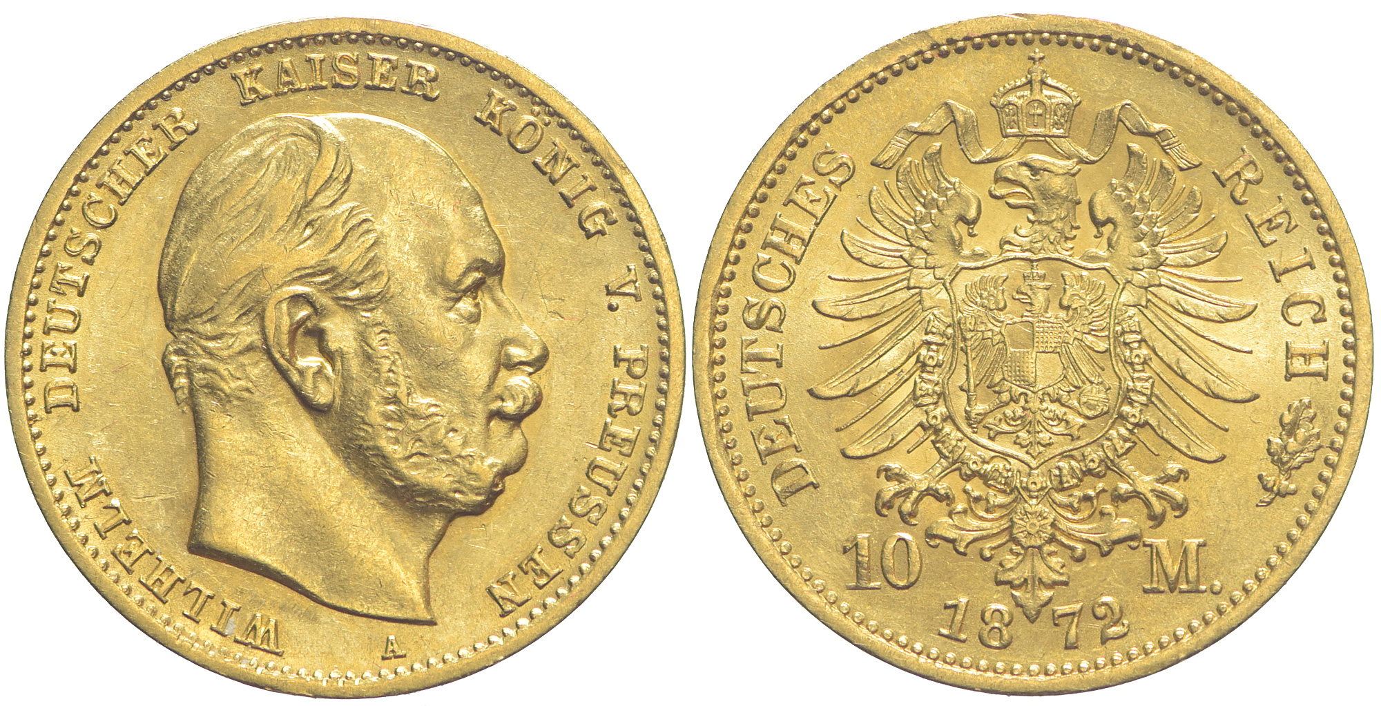 Germany Prussia Wilhelm Mark 1872 Gold 