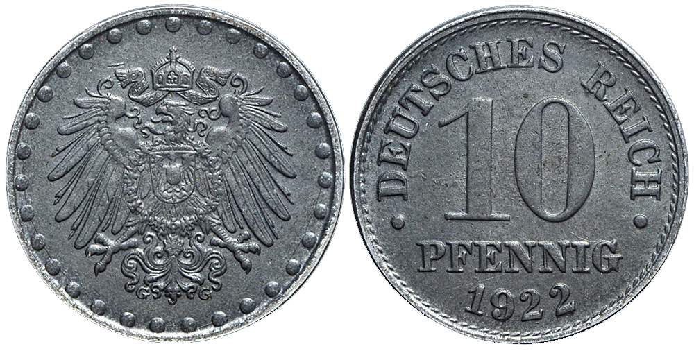 Germany Weimar Republic Pfennig 1922 