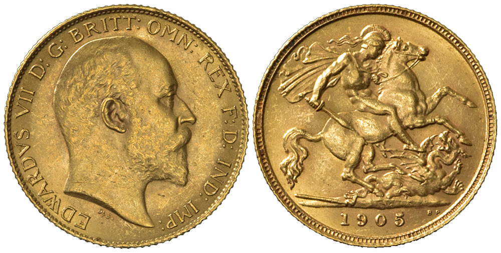 Great Britain Edward Sovereign 1905 Gold 