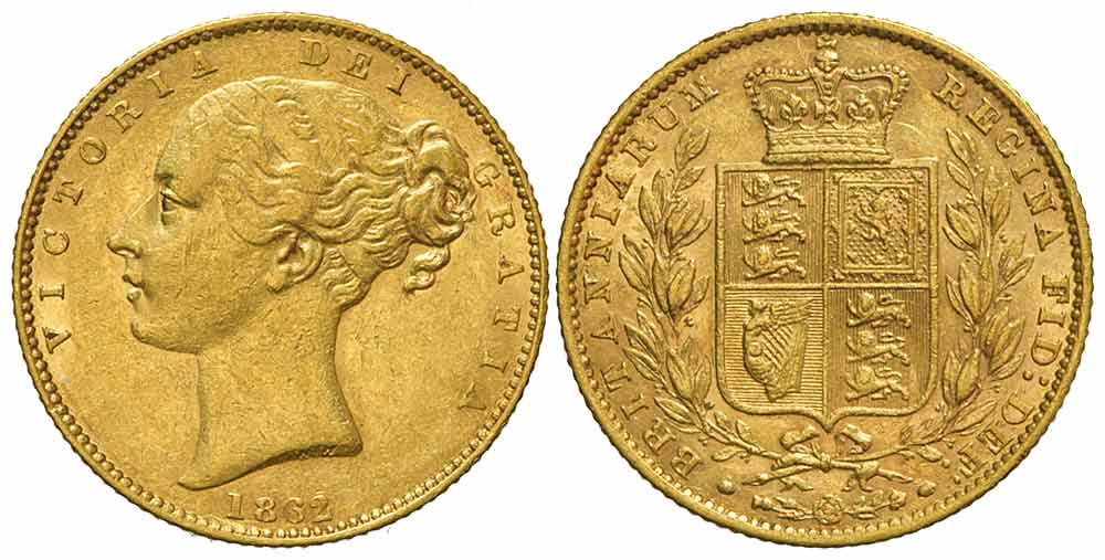 Great Britain Victoria Sovereign 1862 Gold 