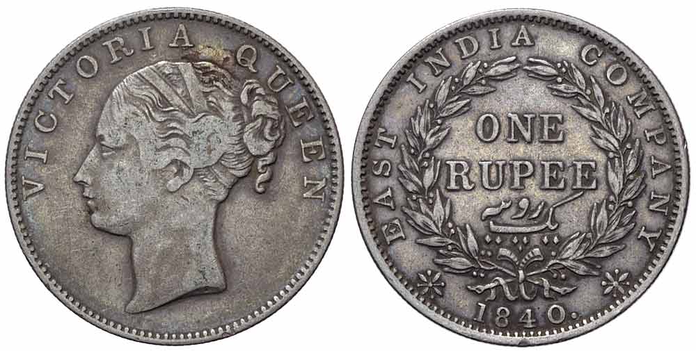 India British Victoria Rupee 1840 