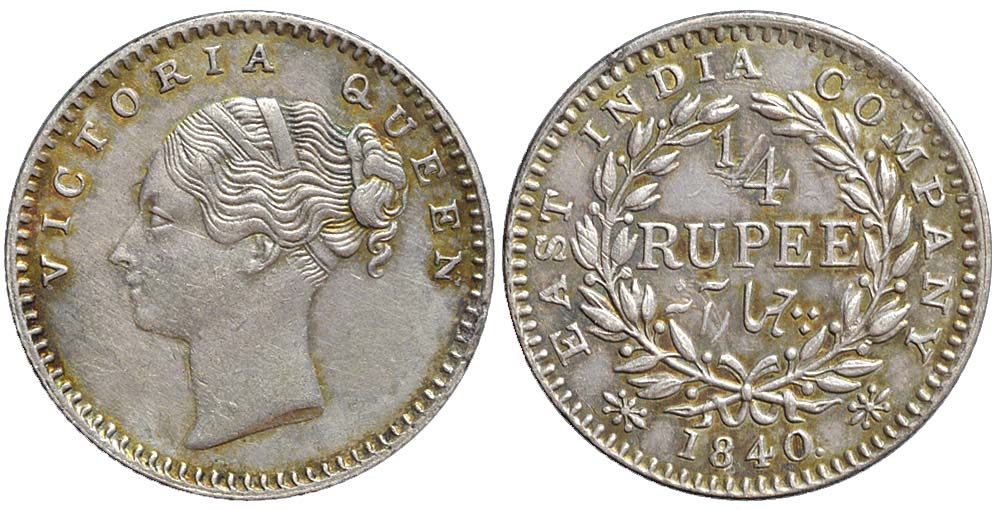India British Victoria Rupee 1840 