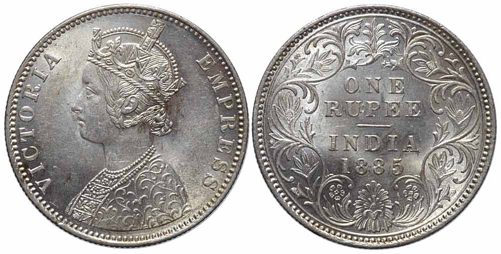 India British Victoria Rupee 1885 