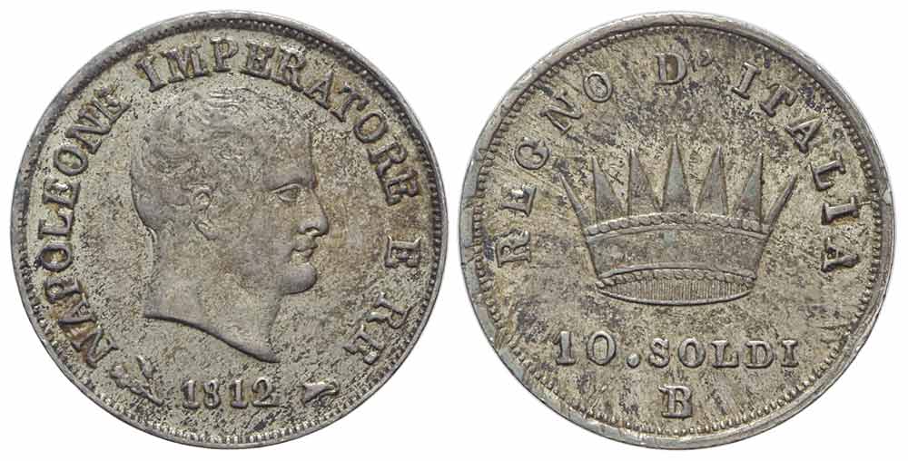 Italy Regional Mints Bologna Napoleone Soldi 1812 