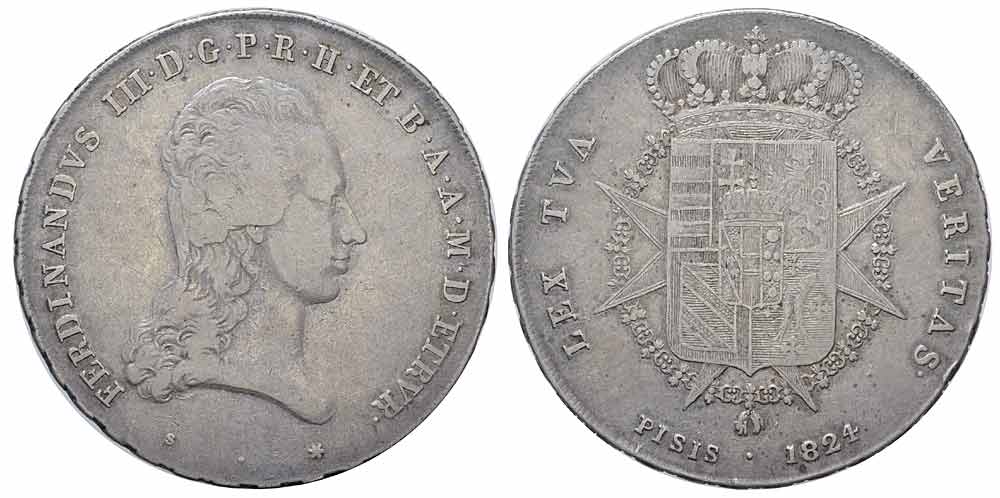 Italy Regional Mints Firenze Ferdinando Francescone 1824 