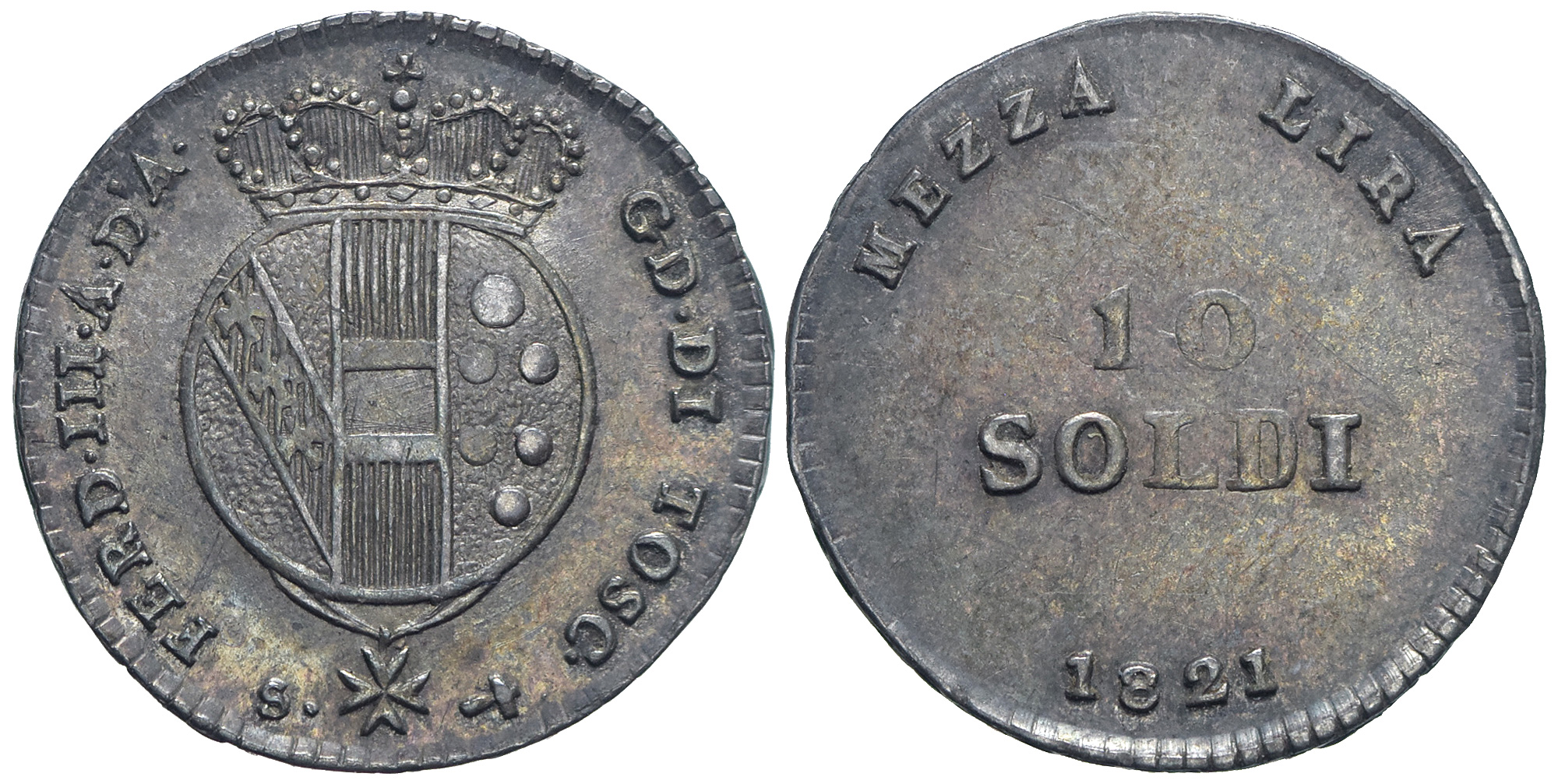 Italy Regional Mints Firenze Ferdinando Lira 1821 