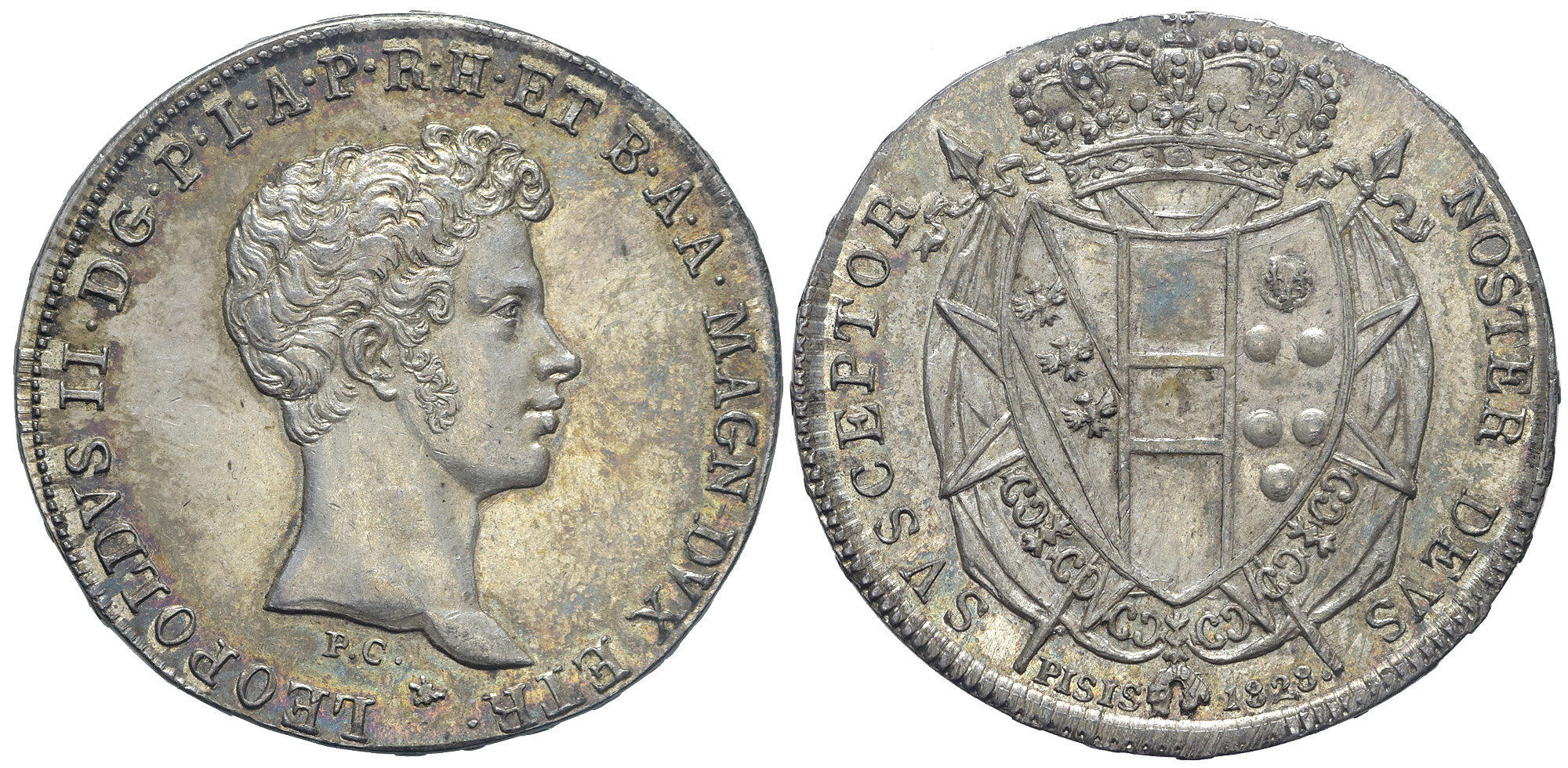 Italy-A-Regional-Mints-Firenze-Leopold-II-Francescone-1828-AR