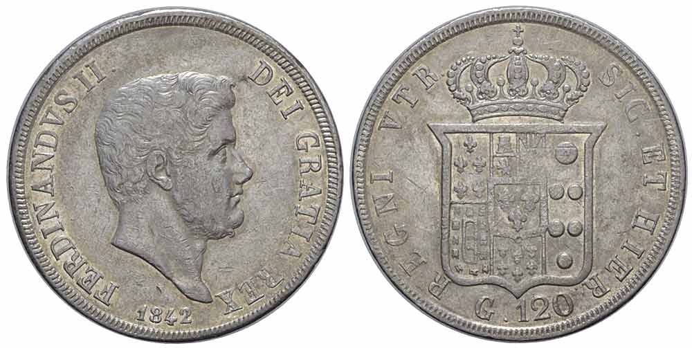 Italy Regional Mints Napoli Ferdinando Piastra 1842 