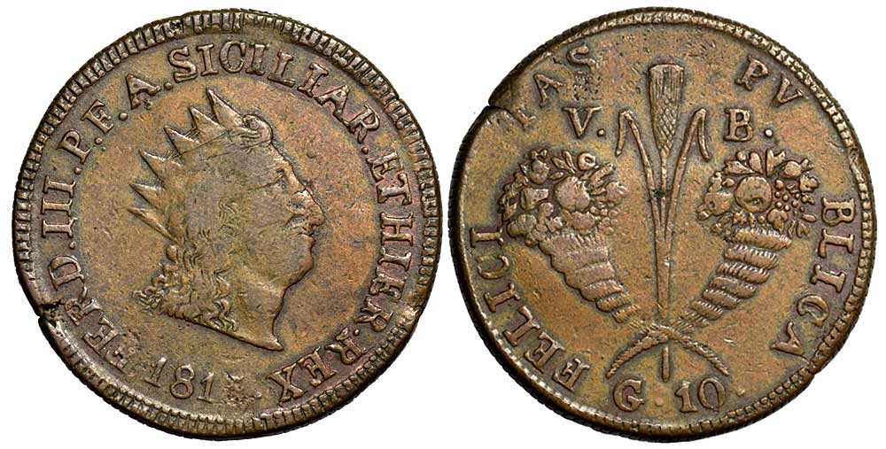 Italy Regional Mints Palermo Ferdinando Grani 1815 
