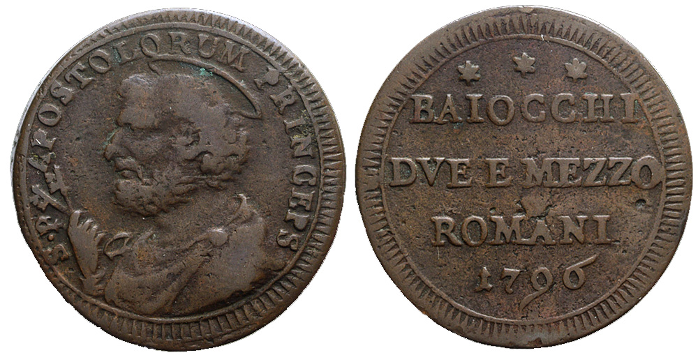 Italy Papal States Rome Pius Baiocchi 1796 