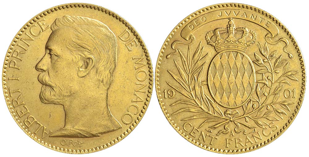 Monaco Albert Francs 1901 Gold 