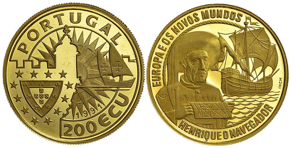 Portugal Republic Ecus 1991 Gold 