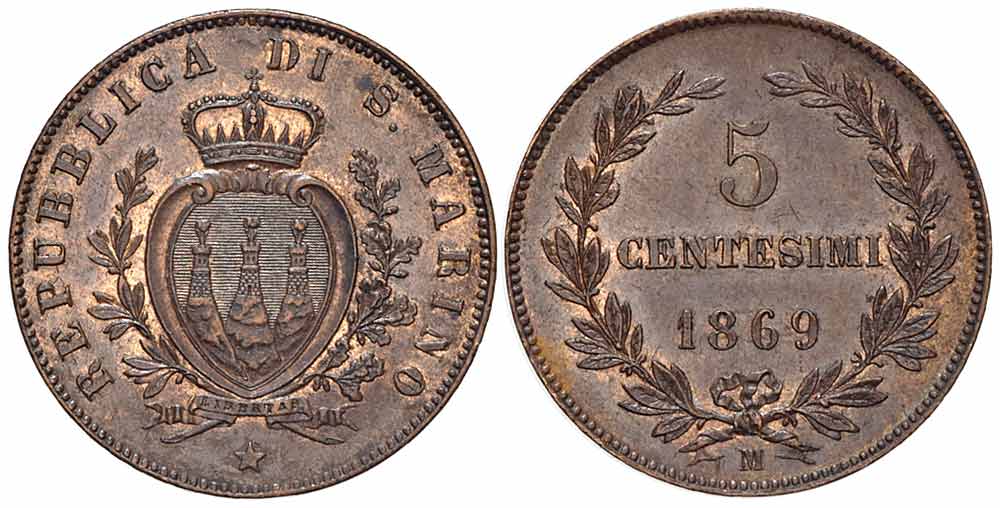 Marino Republic Cent 1869 