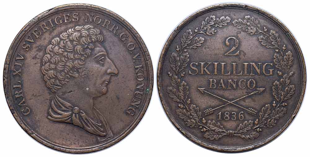 Sweden Carl Johan Skilling 1836 