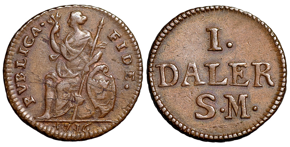 Sweden Emergency Coinage Carl Daler 1716 