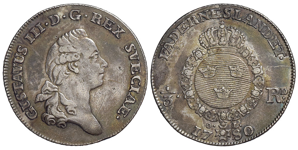 Sweden Gustavus Riksdaler 1780 