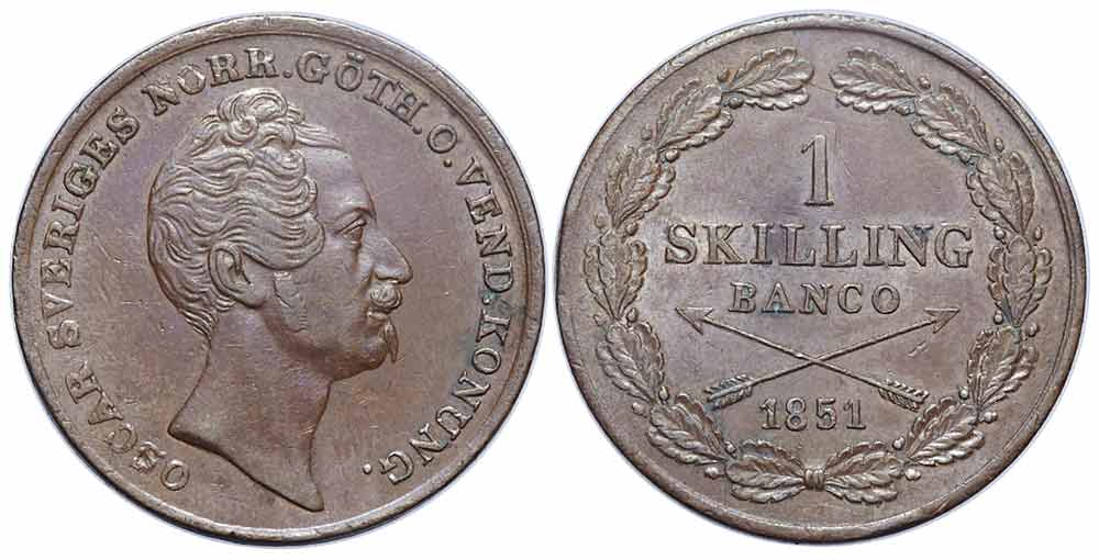 Sweden Oscar Skilling 1851 