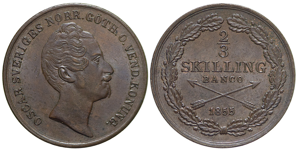 Sweden Oscar Skilling 1855 