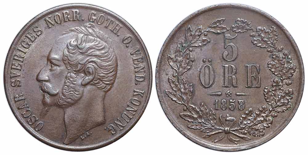 Sweden Oscar Øre 1858 