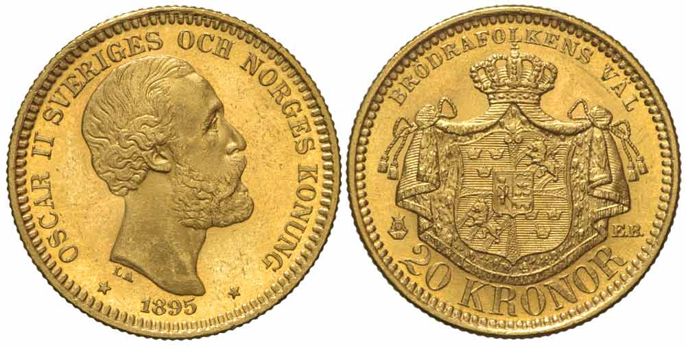 Sweden Oscar Kronor 1895 Gold 