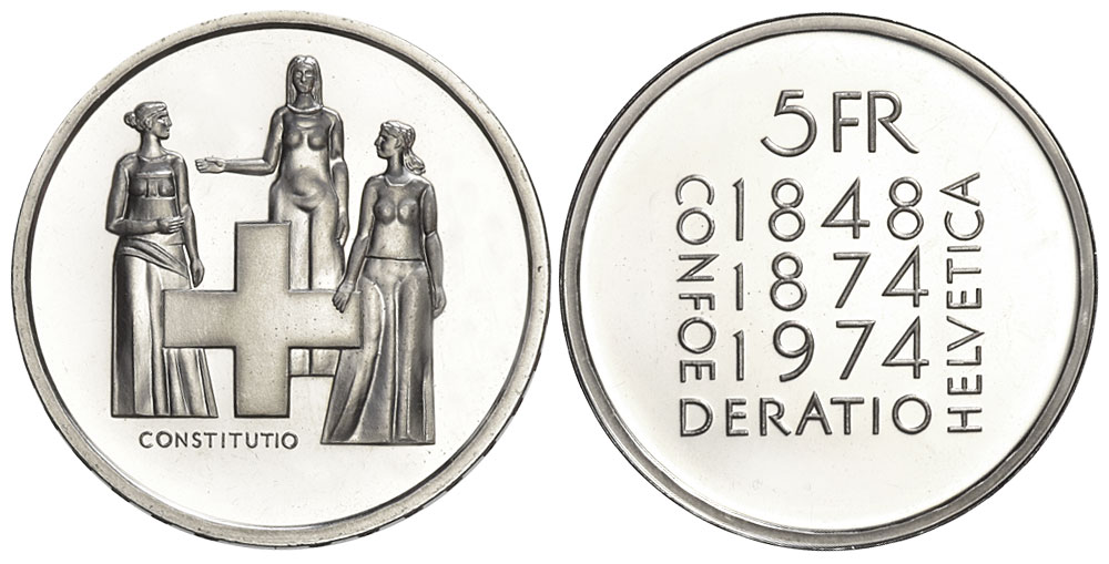 Switzerland Commemorative Coinage Francs 1974 CuNi 