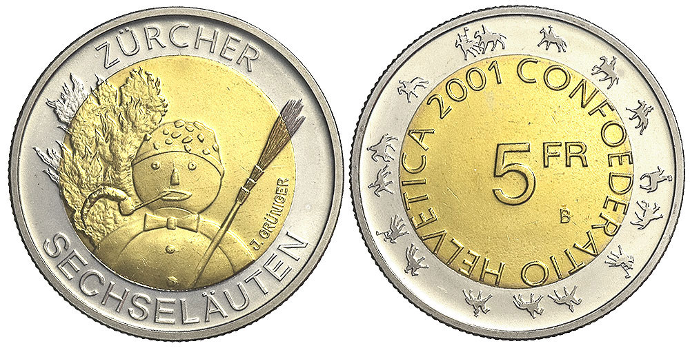 Switzerland Commemorative Coinage Francs 2001 CuNi 