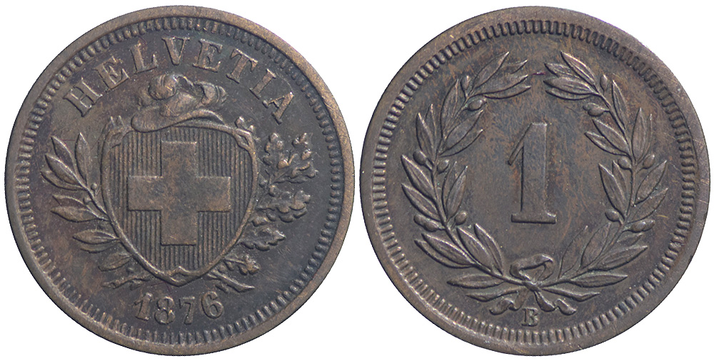 Switzerland Confoederatio Helvetica Cent 1876 