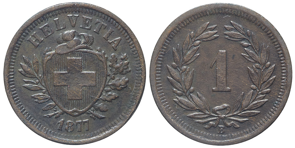 Switzerland Confoederatio Helvetica Cent 1877 