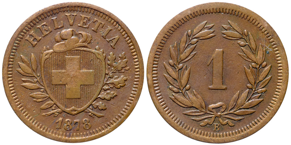 Switzerland Confoederatio Helvetica Cent 1878 