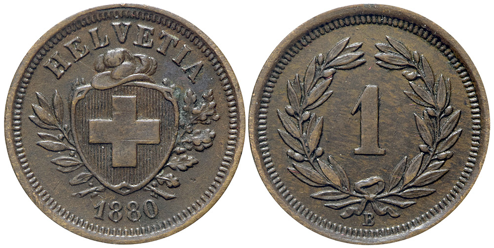 Switzerland Confoederatio Helvetica Cent 1880 